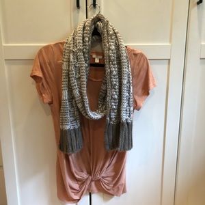 Knitted White and Grey Scarf Like New